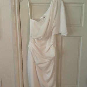 Impeccable Pig On The Guest List White One Shoulder Dress NWOT